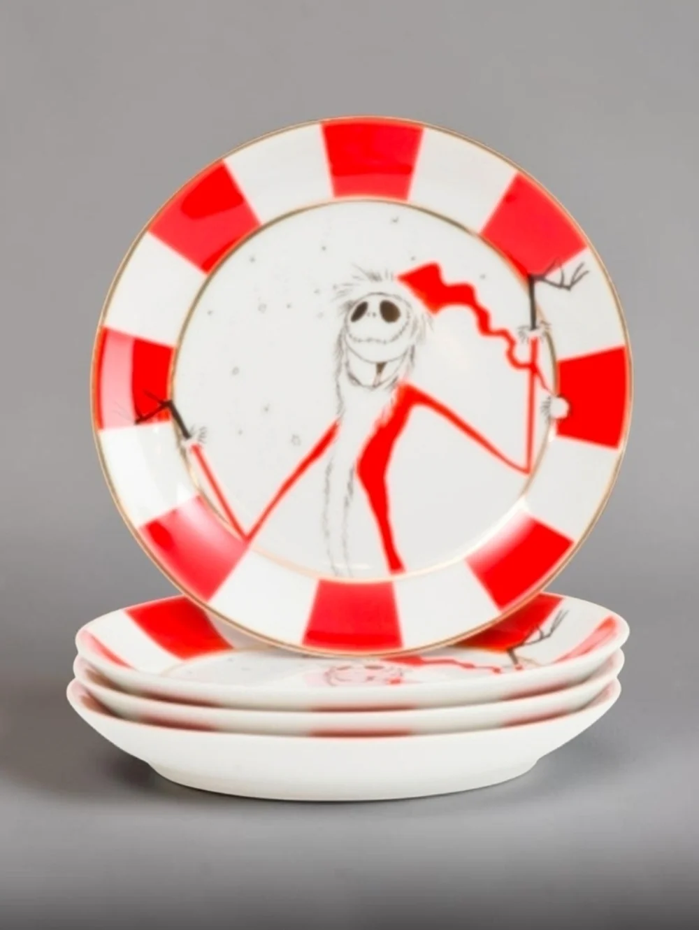 Disney | Nightmare Before Christmas Gold Trim 4pc Ceramic Dessert Plates NWT